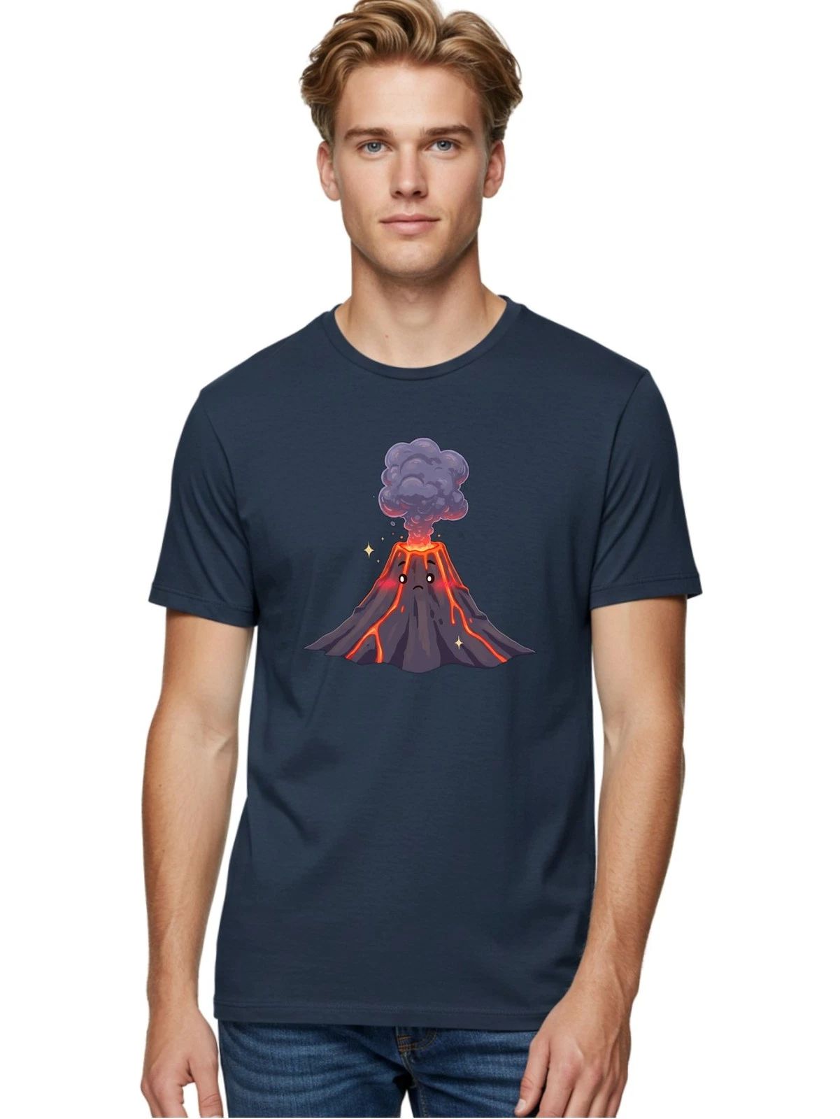 Erupting-Volcano-4 Mens Graphic Tee, 100% Cotton, Casual Summer Wear Unisex T-shirt, Sweatshirt, Hoodie, Long Sleeve Tee - T-Shirt, Sweatshirt, Hoodie