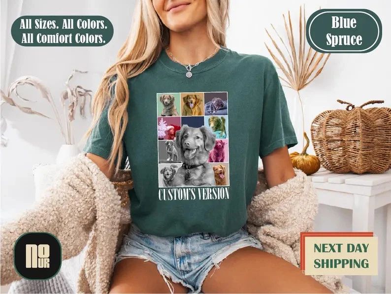 Custom Dog Portrait Photo Comfort Tee Personalized Pet Lover Gift Shirt Idea Unisex T-shirt, Sweatshirt, Hoodie, Long Sleeve Tee - T-Shirt, Sweatshirt, Hoodie