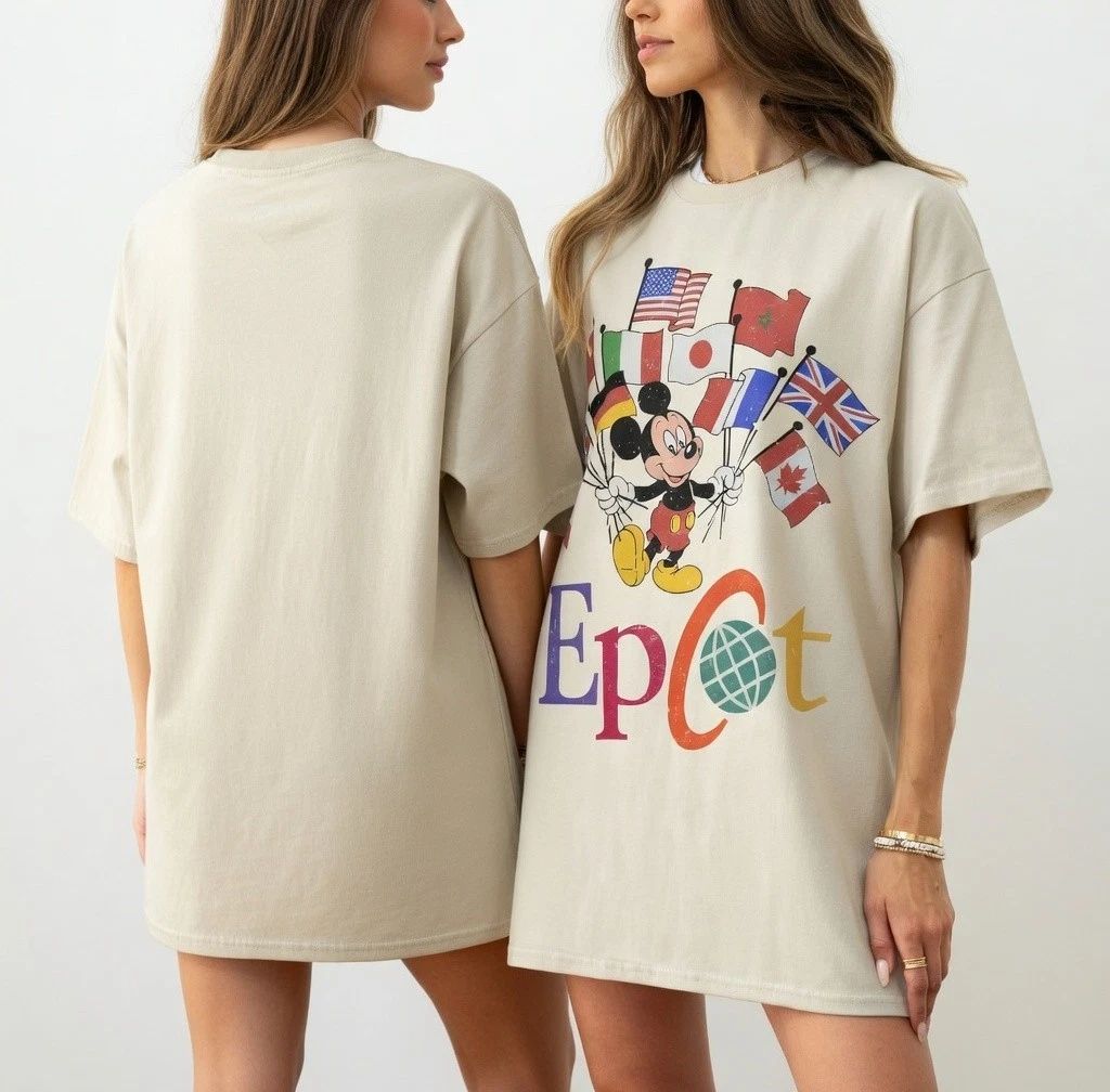 Vintage 90s World Traveler Flags T-Shirt Magical Theme Park Vacation Tee S-5XL Unisex T-shirt, Sweatshirt, Hoodie, Long Sleeve Tee - T-Shirt, Sweatshirt, Hoodie
