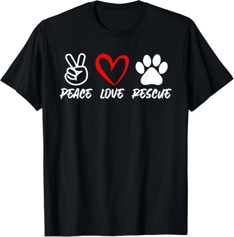 peace Love rescue dog lover in your life T-Shirt Unisex T-shirt, Sweatshirt, Hoodie, Long Sleeve Tee - T-Shirt, Sweatshirt, Hoodie