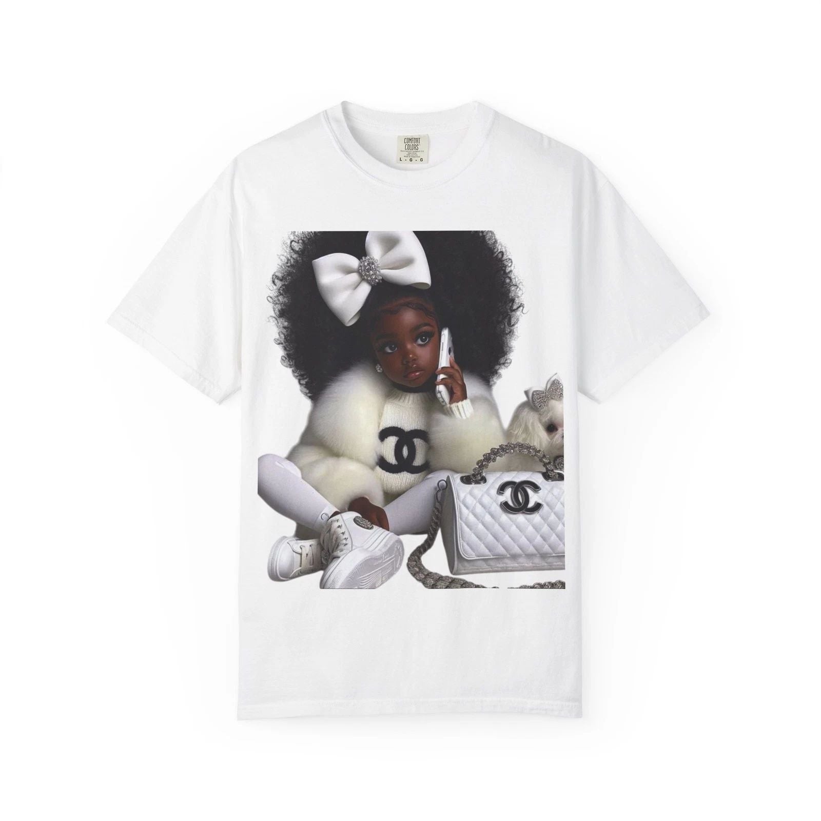 Stylish Black Doll with Chanel Bag T-Shirt | Cute Girl Graphic Tee Unisex T-shirt, Sweatshirt, Hoodie, Long Sleeve Tee - T-Shirt, Sweatshirt, Hoodie