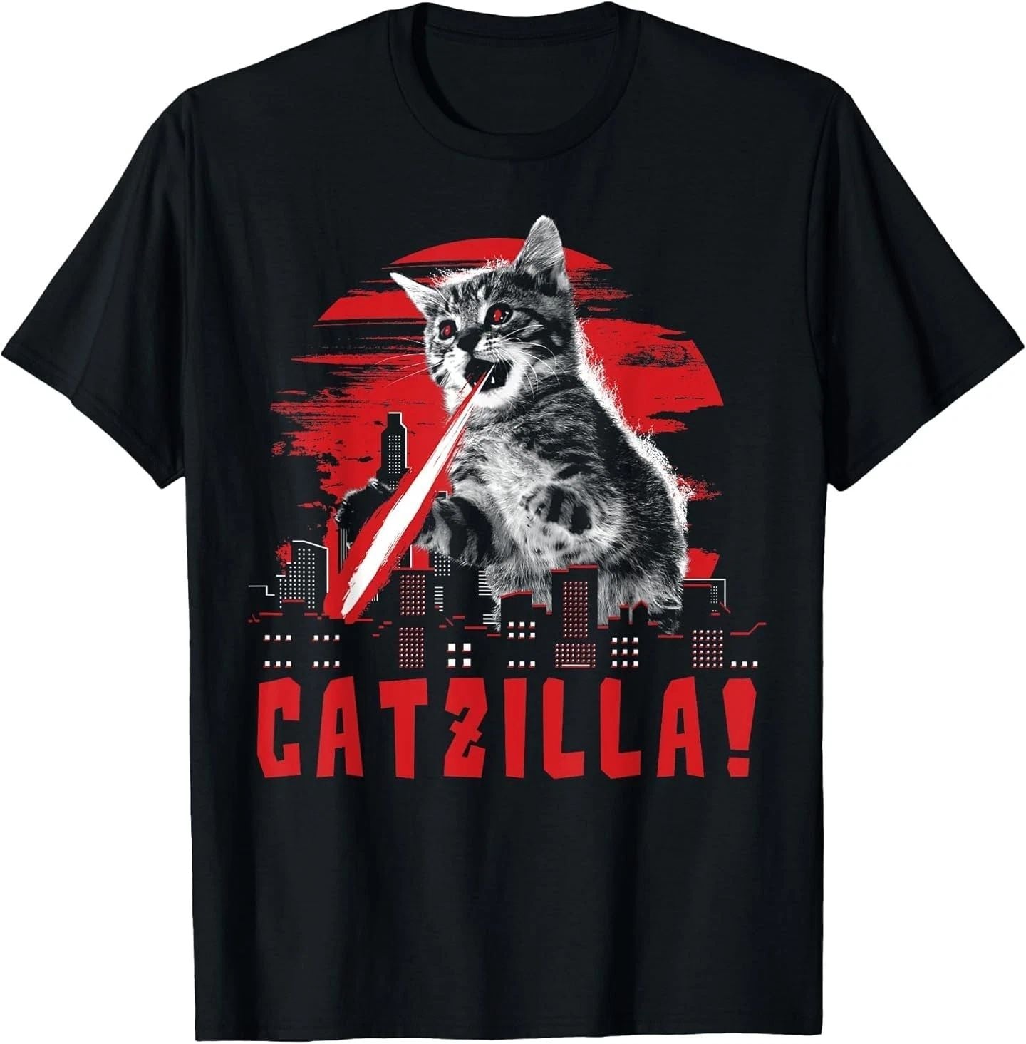 Beware Catzilla Laser Cat T-Shirt Unisex T-shirt, Sweatshirt, Hoodie, Long Sleeve Tee - T-Shirt, Sweatshirt, Hoodie