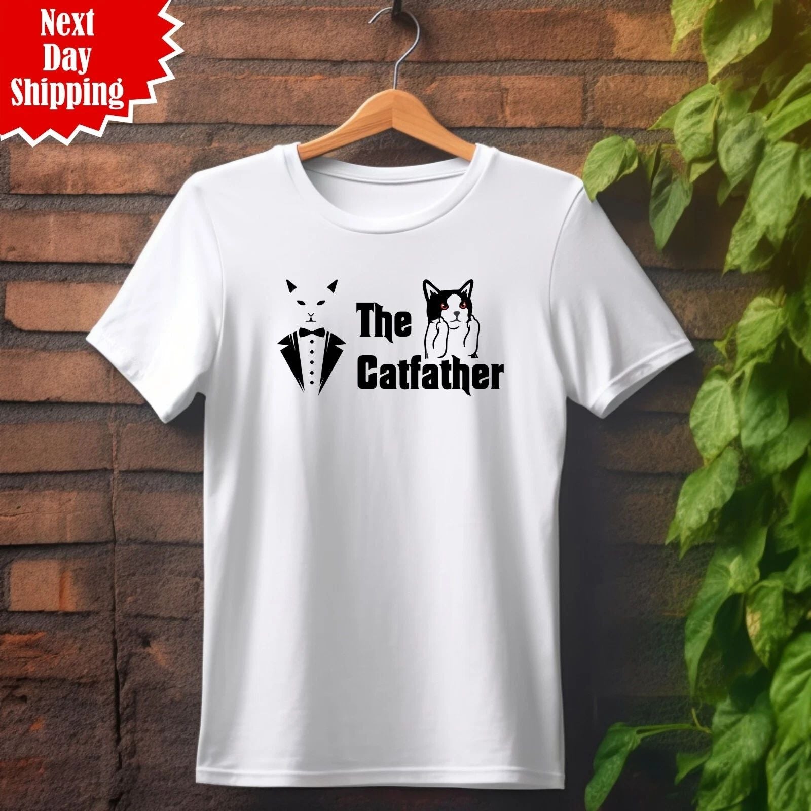 The Catfather T-Shirt Funny Kitten Printed Cat Lover Gift 100% Cotton Unisex Top Unisex T-shirt, Sweatshirt, Hoodie, Long Sleeve Tee - T-Shirt, Sweatshirt, Hoodie