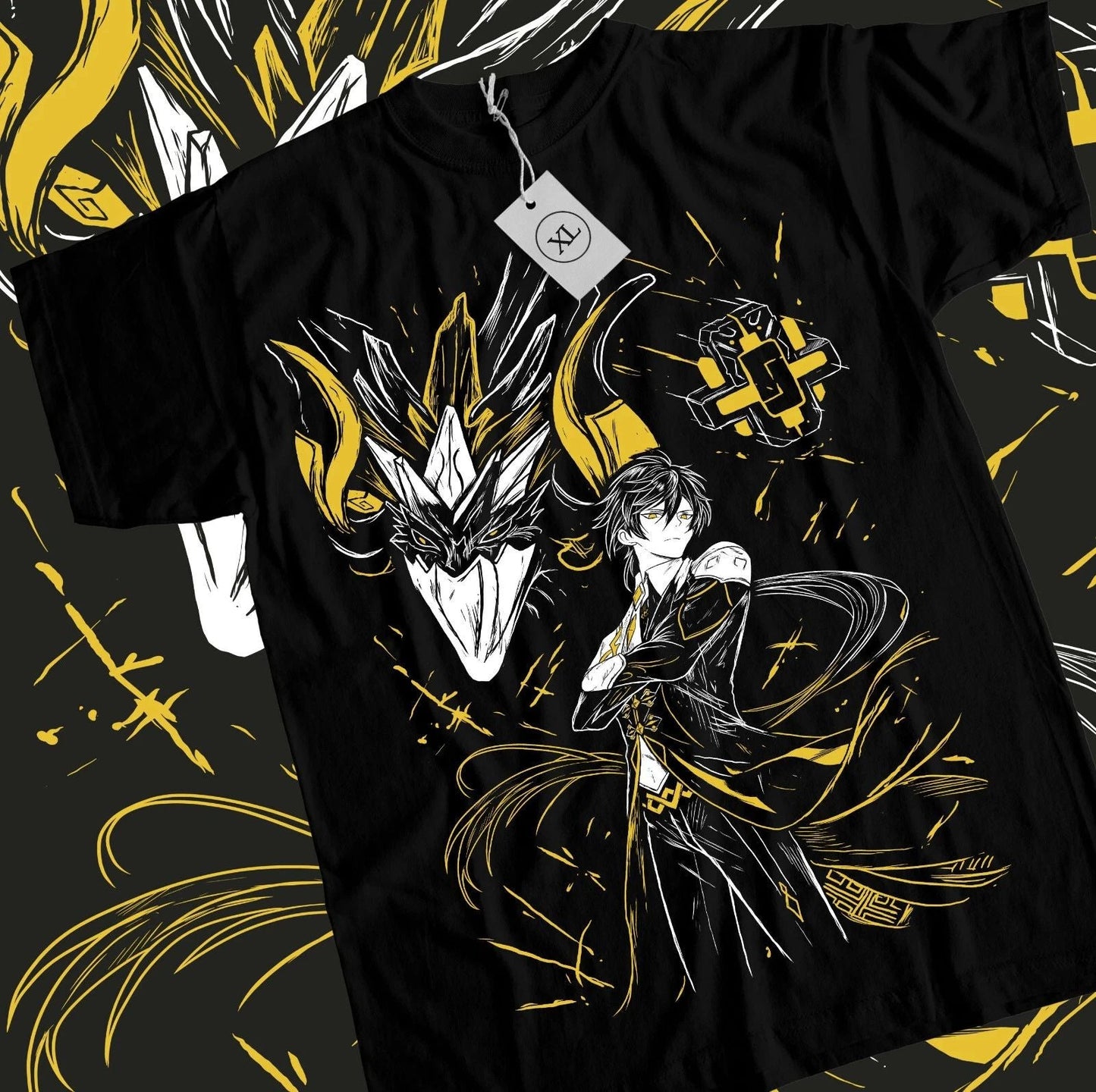 Zhongli Genshin Impact T-shirt Anime Boys Girl Kawaii Black Shirt Tee All Size Unisex T-shirt, Sweatshirt, Hoodie, Long Sleeve Tee - T-Shirt, Sweatshirt, Hoodie