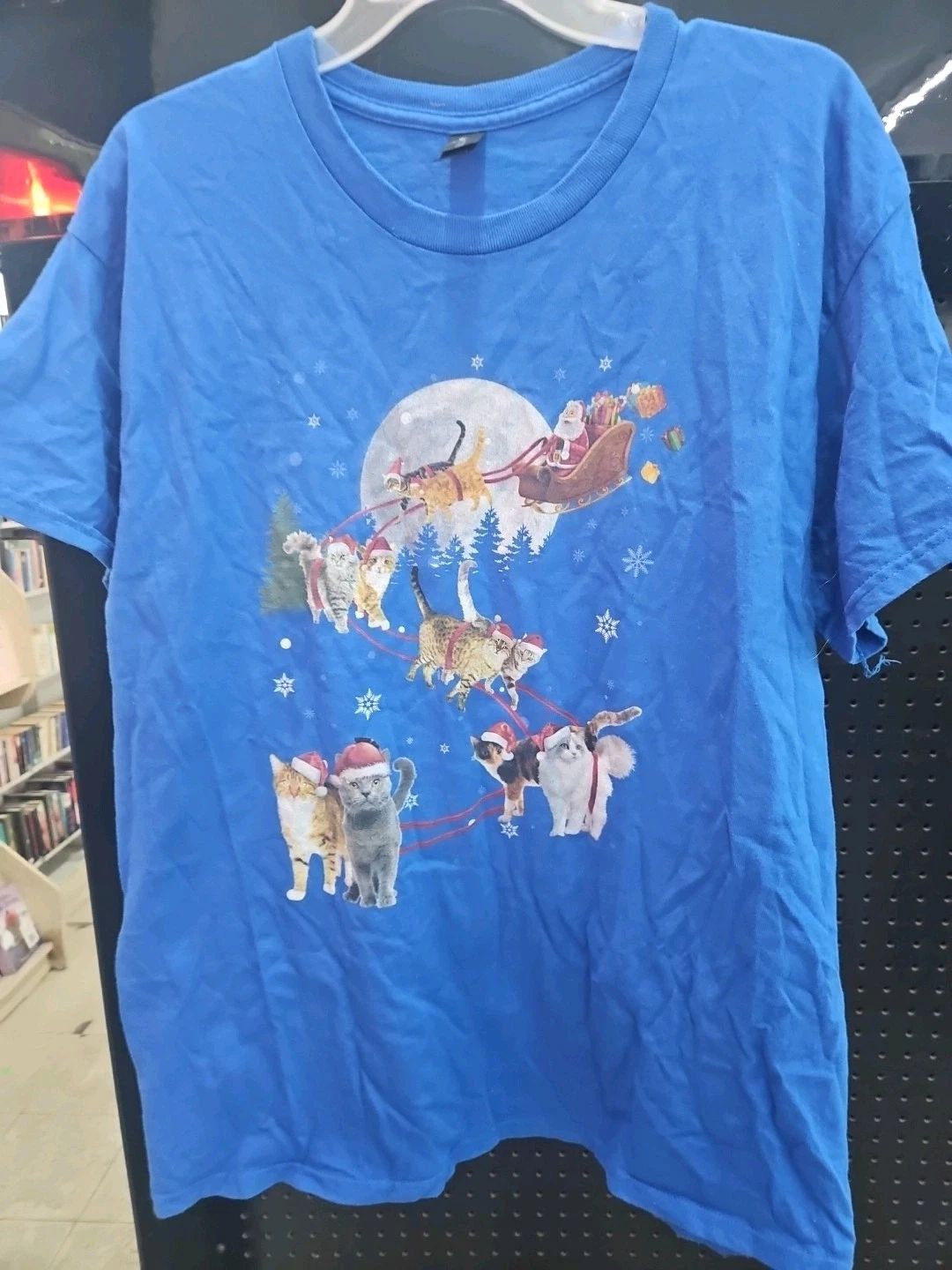 Cats and Santa in the sky Christmas T-shirt Cat Lover Gifts Pets Kittens Unisex T-shirt, Sweatshirt, Hoodie, Long Sleeve Tee - T-Shirt, Sweatshirt, Hoodie