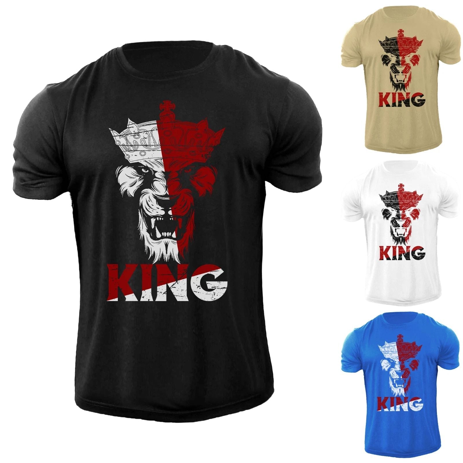 Men's King Lion T Shirt Distress Animal 100% Cotton Unisex T-shirt, Sweatshirt, Hoodie, Long Sleeve Tee - T-Shirt, Sweatshirt, Hoodie