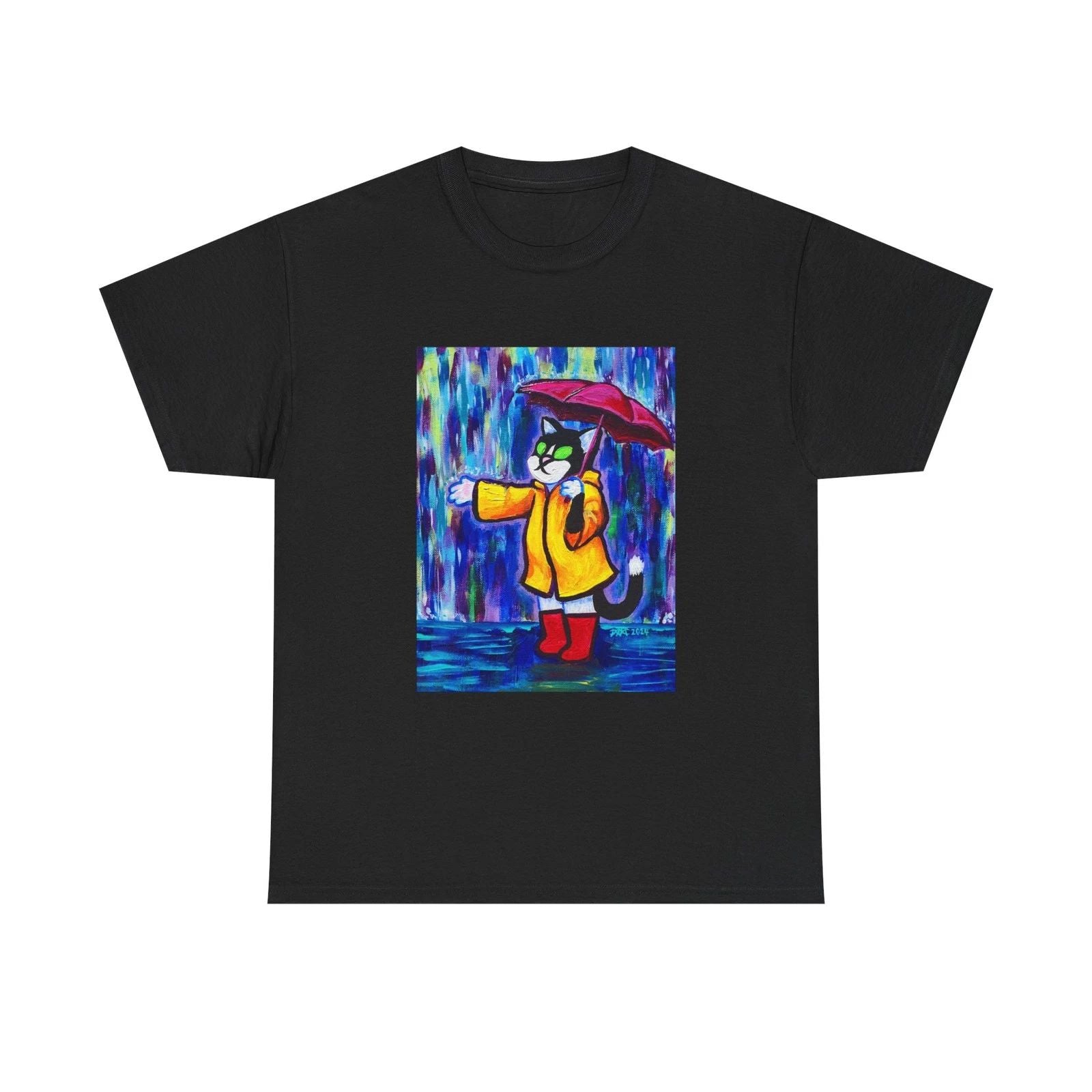 Rainy Day Cat T-Shirt, Cartoon Cat Tee, Cat Lover Gift, Funny Animal Shirt, Cat Unisex T-shirt, Sweatshirt, Hoodie, Long Sleeve Tee - T-Shirt, Sweatshirt, Hoodie