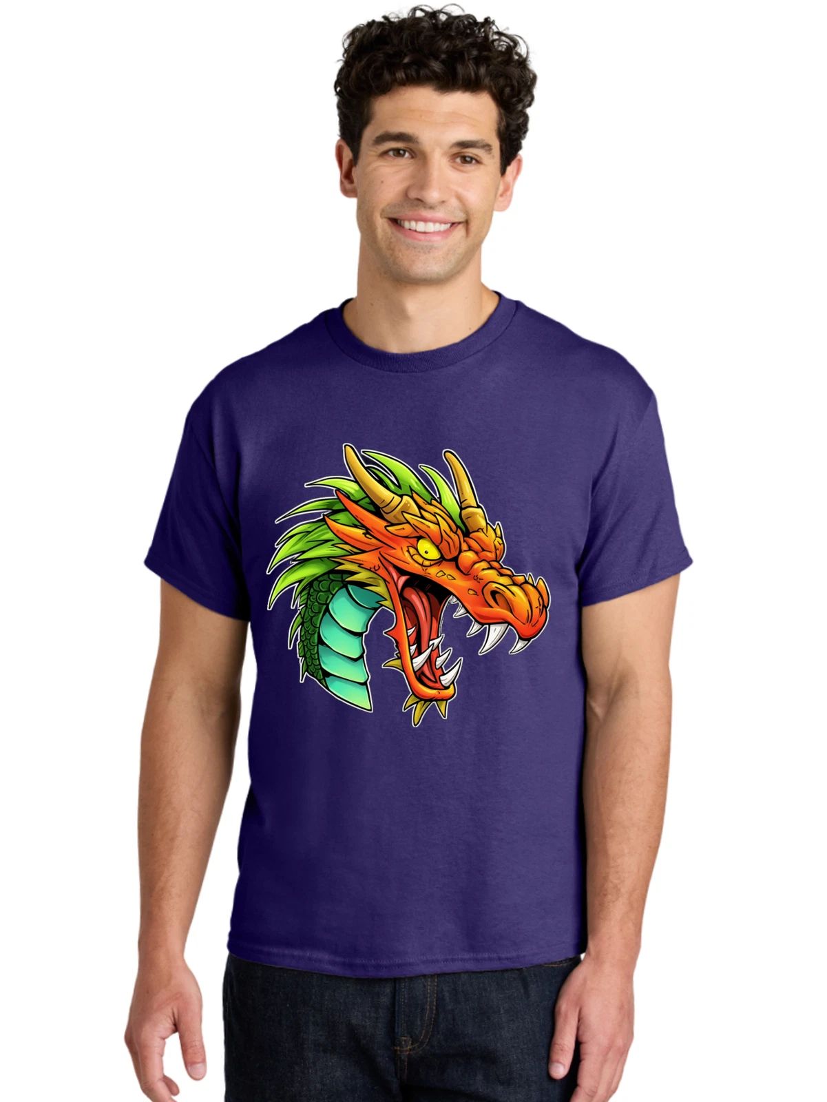 Dragon-Head-6 Mens Graphic Tee, 100% Cotton, Casual Summer Wear Unisex T-shirt, Sweatshirt, Hoodie, Long Sleeve Tee - T-Shirt, Sweatshirt, Hoodie