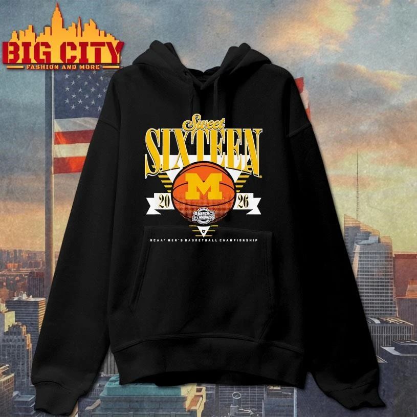 Michigan Wolverines MBB 2026 Sweet Sixteen Ncaa - Adult & Kids T-Shirts, Sweatshirts & Hoodies apparel design preview 2