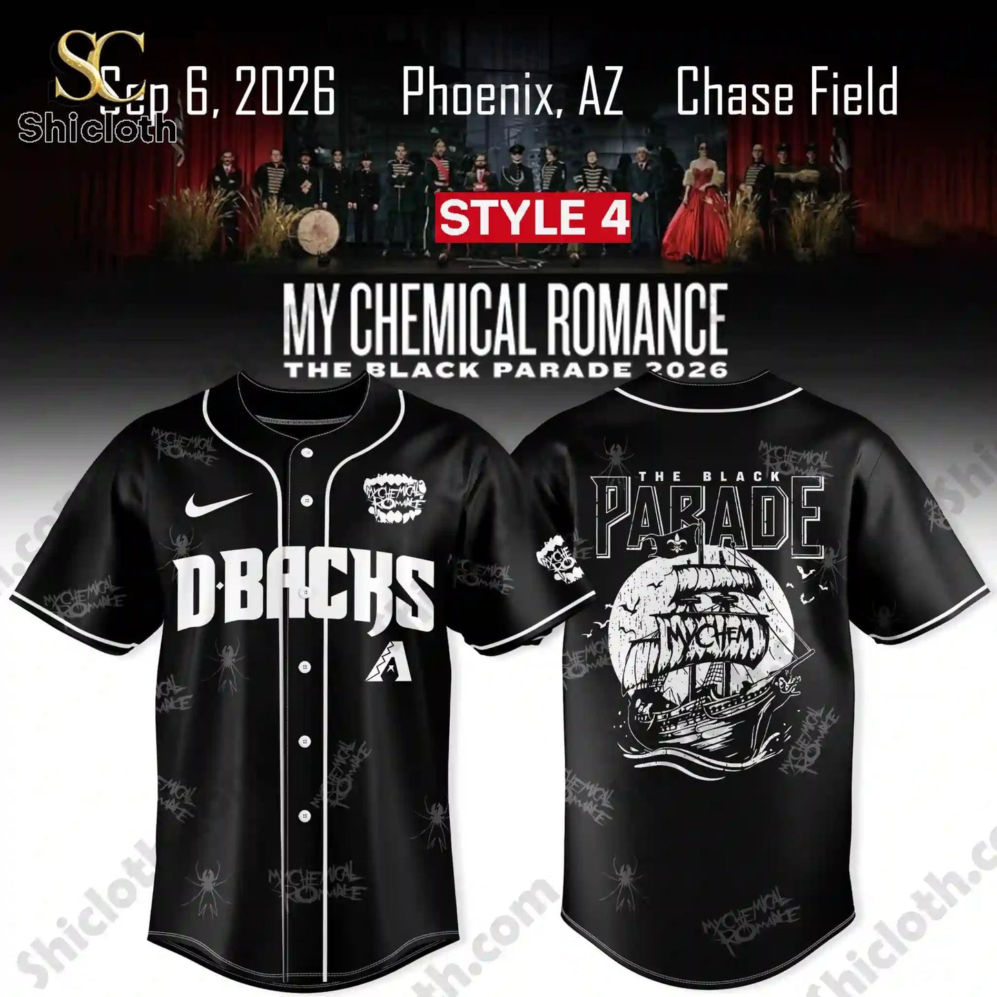 Arizona Diamondbacks x My Chemical Romance The Black Parade 2026 Jersey baseball jersey product view 5
