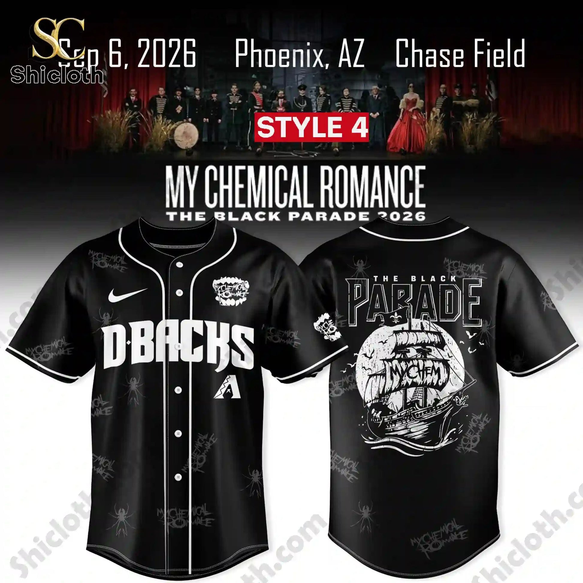 Arizona Diamondbacks x My Chemical Romance The Black Parade 2026 Jersey baseball jersey product view 5