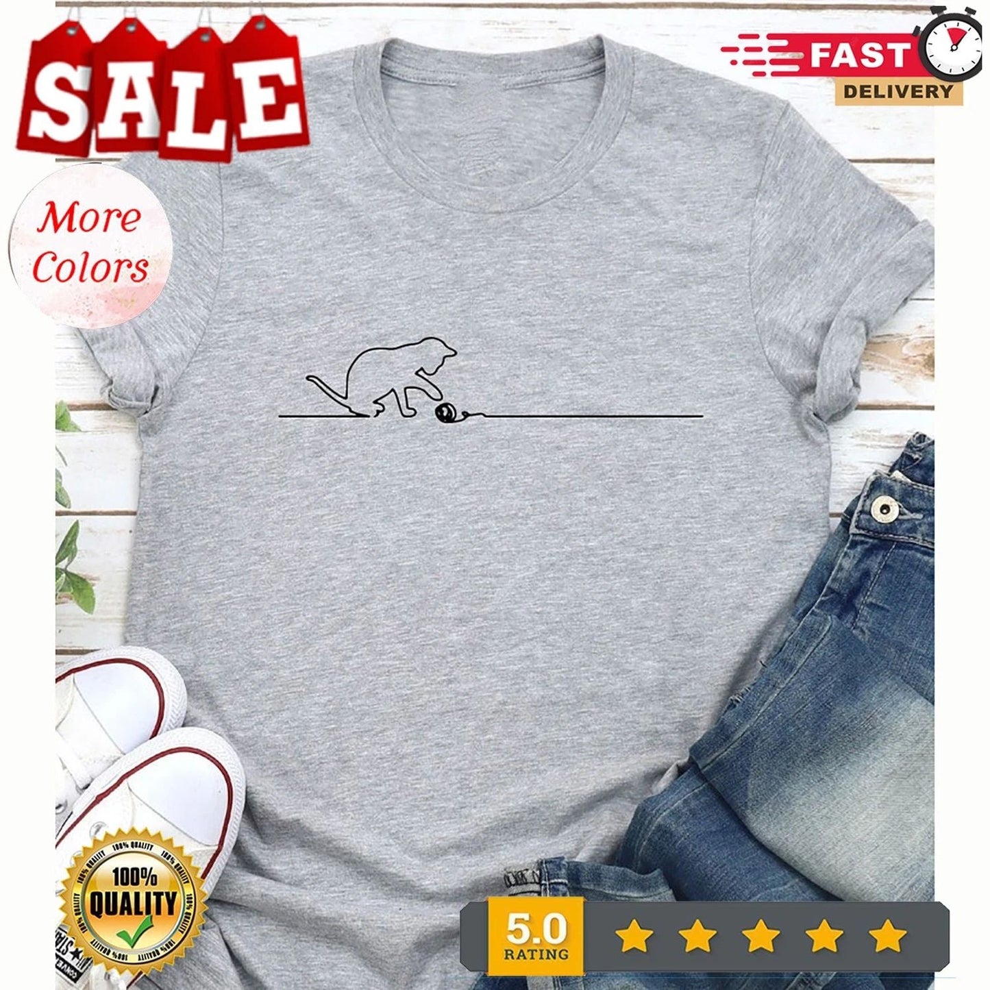 Cute Cat Playing With Thread Shirt, Cat Lover Shirt, Funny Cat Shirt, Animal ... Unisex T-shirt, Sweatshirt, Hoodie, Long Sleeve Tee - T-Shirt, Sweatshirt, Hoodie