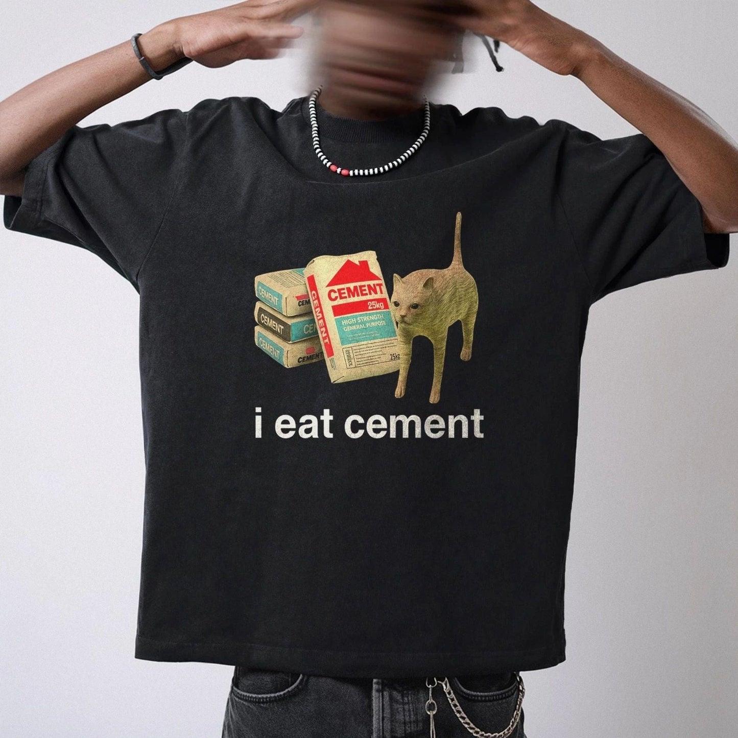 I Eat Cement Cursed Cat, Funny Meme Shirt, Ironic Shirt, Cat Lover Gift Unisex T-shirt, Sweatshirt, Hoodie, Long Sleeve Tee - T-Shirt, Sweatshirt, Hoodie