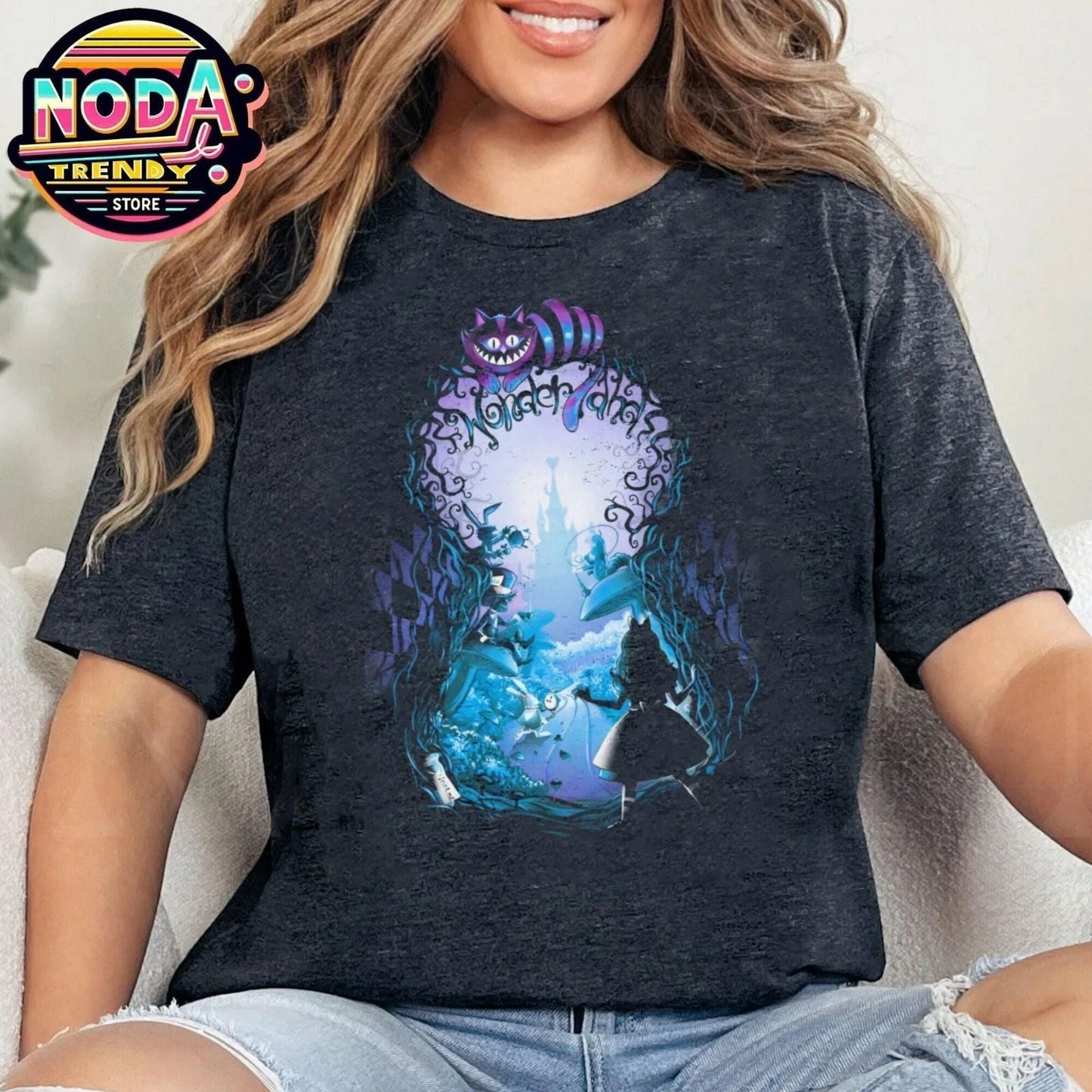 Vintage Alice Princess Cheshire Cat Silhouette Shirt, Retro Alice In Wond shirt Unisex T-shirt, Sweatshirt, Hoodie, Long Sleeve Tee - T-Shirt, Sweatshirt, Hoodie