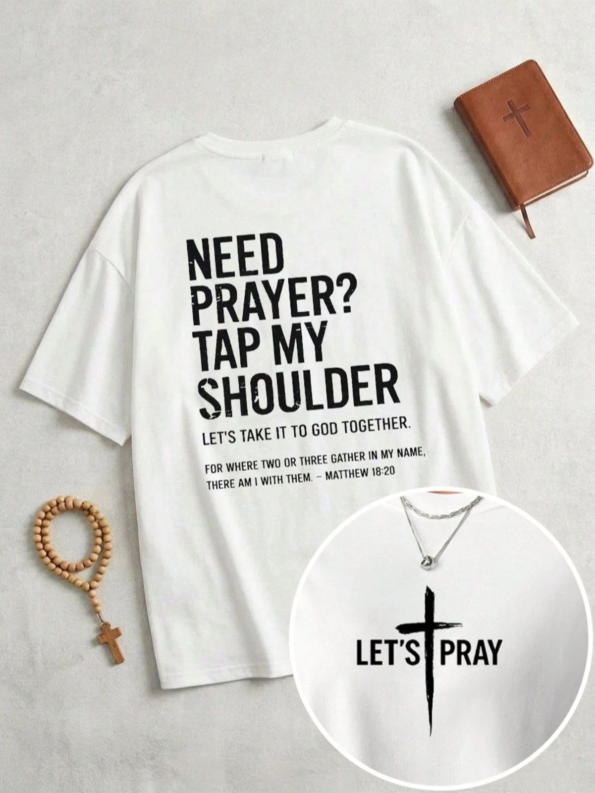 Need Prayer? Tap My Shoulder Soft Cotton Unisex Graphic Tee Unisex T-shirt, Sweatshirt, Hoodie, Long Sleeve Tee - T-Shirt, Sweatshirt, Hoodie