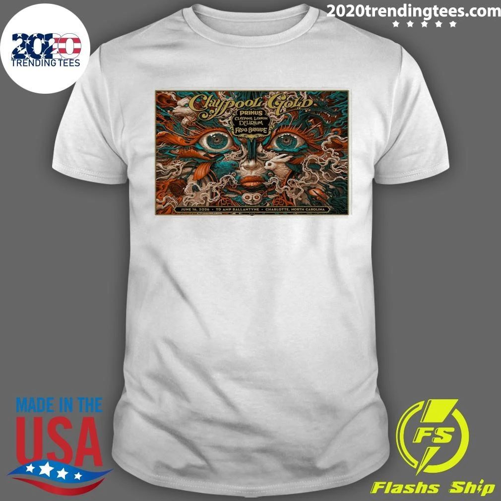 Claypool Gold Primus June 16 2026 TD Amp Ballantyne In Charlotte NC Shirt Unisex T-shirt, Sweatshirt, Hoodie, Long Sleeve Tee - T-Shirt, Sweatshirt, Hoodie
