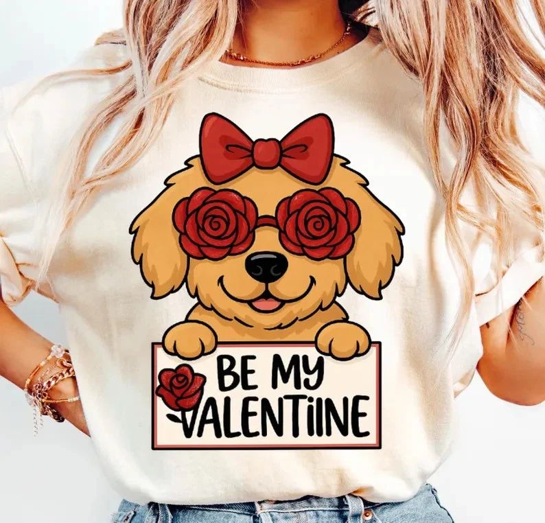 Golden Retriever Valentine Dog Lover Comfort T-Shirt Adorable Puppy Heart Tee Unisex T-shirt, Sweatshirt, Hoodie, Long Sleeve Tee - T-Shirt, Sweatshirt, Hoodie