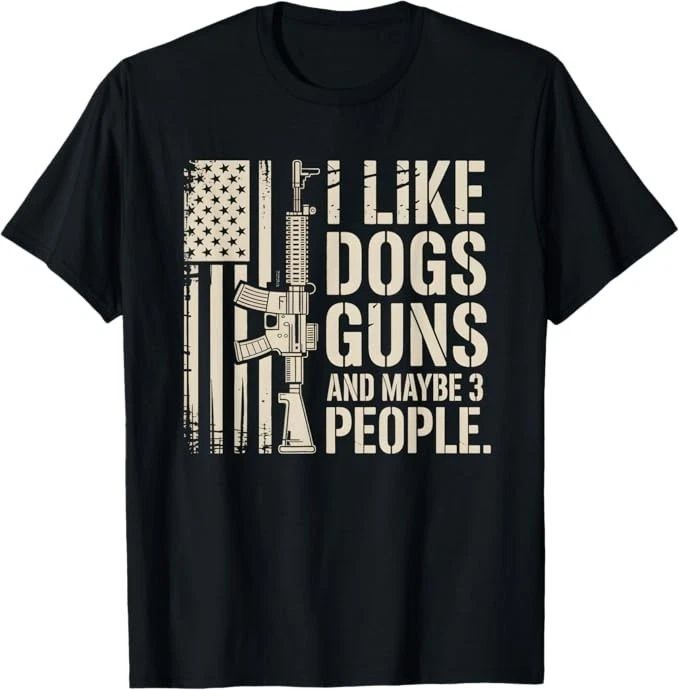 I Like Guns Dogs and Maybe 3 People Dog & Gun Lover T-Shirt Unisex T-shirt, Sweatshirt, Hoodie, Long Sleeve Tee - T-Shirt, Sweatshirt, Hoodie