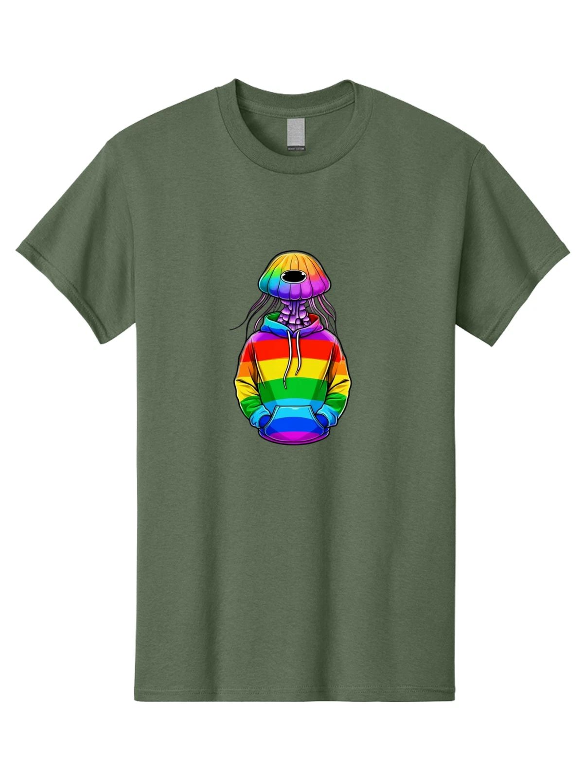 Rainbow-Jellyfish Mens Graphic Tee, 100% Cotton, Casual Summer Wear Unisex T-shirt, Sweatshirt, Hoodie, Long Sleeve Tee - T-Shirt, Sweatshirt, Hoodie