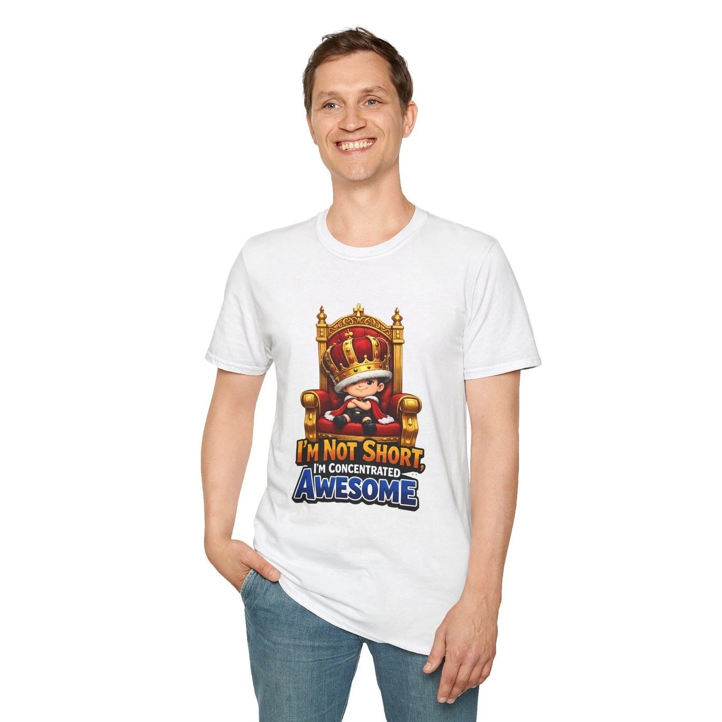 Unisex Softstyle T-Shirt Tiny Character Throne Crown Royalty Humor Fantasy Unisex T-shirt, Sweatshirt, Hoodie, Long Sleeve Tee - T-Shirt, Sweatshirt, Hoodie
