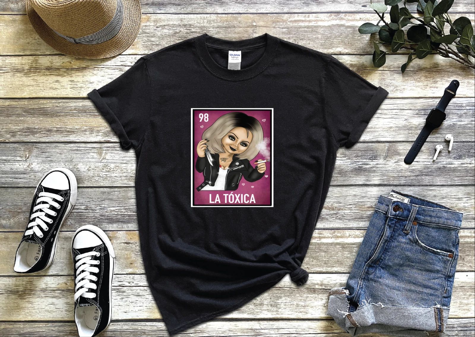 La Toxica Chucky's Bride Funny Mexican Loteria T-shirt, Perfect Gift Unisex T-shirt, Sweatshirt, Hoodie, Long Sleeve Tee - T-Shirt, Sweatshirt, Hoodie