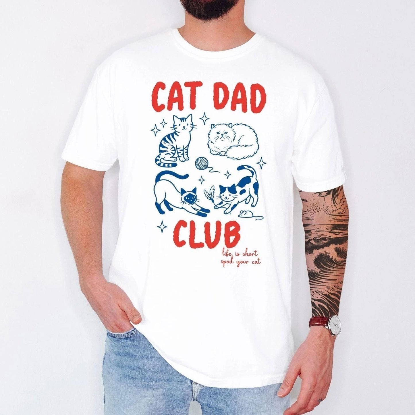 Comfort Colors  Cat Dad Shirt  Funny Cat Lover Shirt  Cat Dad Club Tee  Gift For Unisex T-shirt, Sweatshirt, Hoodie, Long Sleeve Tee - T-Shirt, Sweatshirt, Hoodie