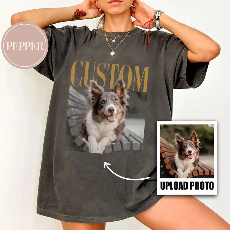 Custom Pet Photo Comfort Tee Dog Lover Personalized Picture Unisex T-shirt, Sweatshirt, Hoodie, Long Sleeve Tee - T-Shirt, Sweatshirt, Hoodie