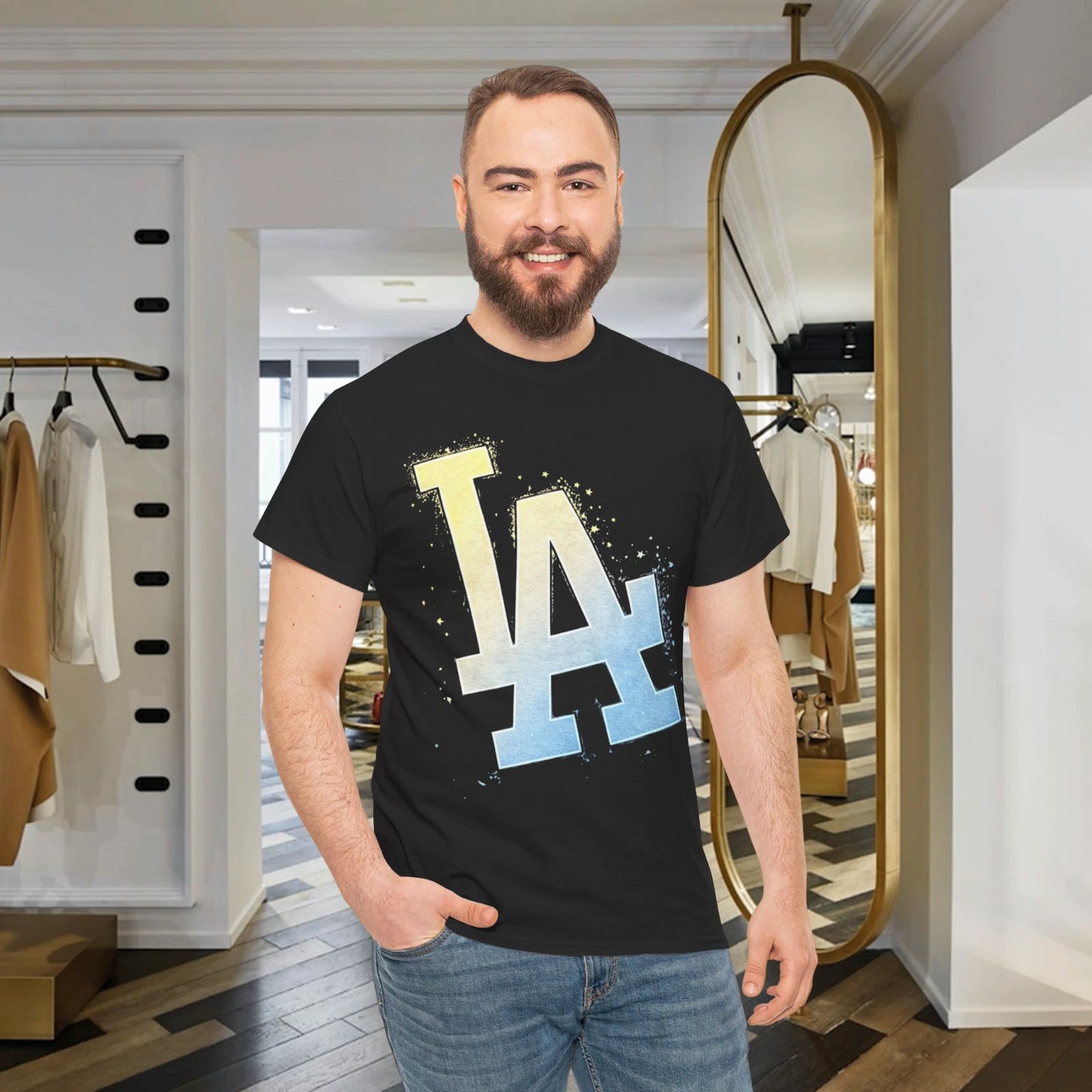 LA City Sparkle T-Shirt Gradient Starburst Los Angeles Urban Graphic Tee Unisex T-shirt, Sweatshirt, Hoodie, Long Sleeve Tee - T-Shirt, Sweatshirt, Hoodie