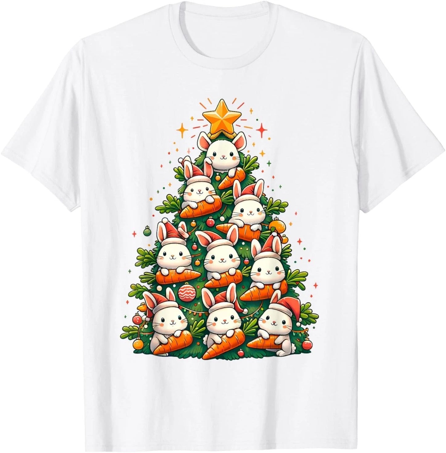 Kawaii Bunny Christmas Tree Cartoon Animals Rabbit T-Shirt Unisex T-shirt, Sweatshirt, Hoodie, Long Sleeve Tee - T-Shirt, Sweatshirt, Hoodie