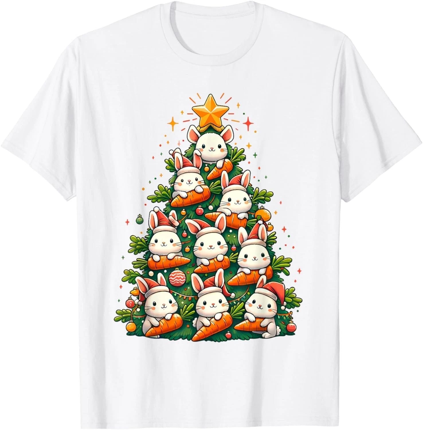 Kawaii Bunny Christmas Tree Cartoon Animals Rabbit T-Shirt Unisex T-shirt, Sweatshirt, Hoodie, Long Sleeve Tee - T-Shirt, Sweatshirt, Hoodie