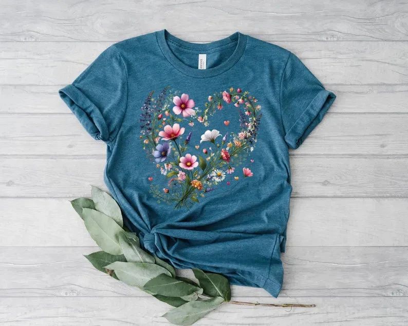 Flower Comfort Tee Aesthetic Floral Shirt Soft Relaxed Fit Casual Top Unisex T-shirt, Sweatshirt, Hoodie, Long Sleeve Tee - T-Shirt, Sweatshirt, Hoodie