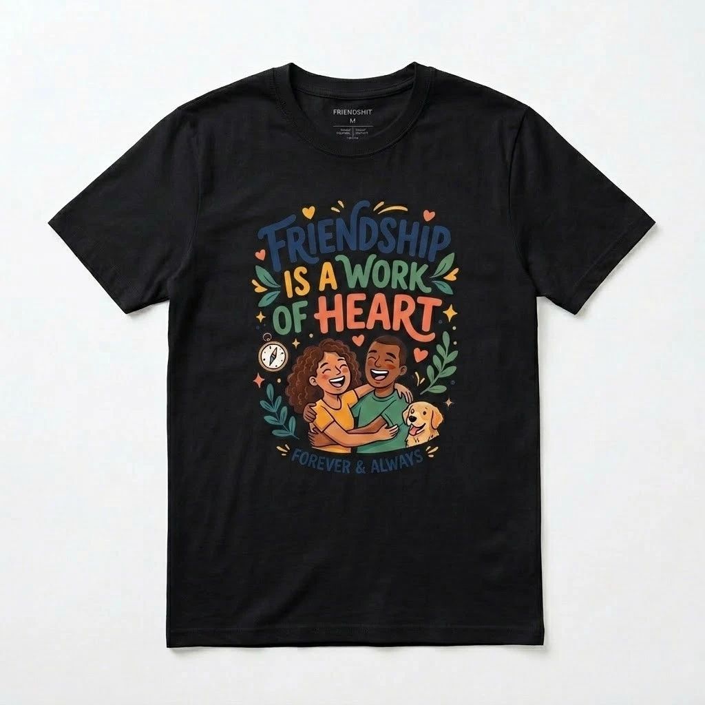 Friendship Is A Work Of Heart T-Shirt - Cute Couple Dog Graphic Tee - Gift for B Unisex T-shirt, Sweatshirt, Hoodie, Long Sleeve Tee - T-Shirt, Sweatshirt, Hoodie
