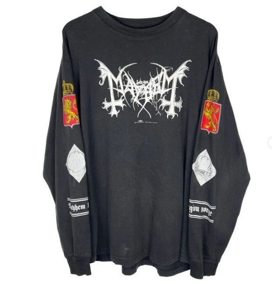 1994 MAYHEM DE MYSTERIIS DOM SATHANAS Vintage Long Sleeves Shirt Reprint Unisex T-shirt, Sweatshirt, Hoodie, Long Sleeve Tee - T-Shirt, Sweatshirt, Hoodie
