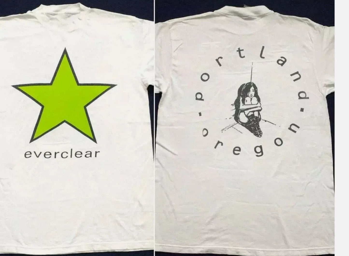 Vintage Everclear 1995 Portland Oregon Lime Green Star Logo Concert T-Shirt Unisex T-shirt, Sweatshirt, Hoodie, Long Sleeve Tee - T-Shirt, Sweatshirt, Hoodie