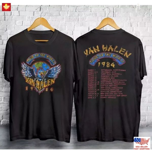 New Arrival Vintage 1984 Van Halen Tour Of The World For Men Women Unisex TShirt Unisex T-shirt, Sweatshirt, Hoodie, Long Sleeve Tee - T-Shirt, Sweatshirt, Hoodie