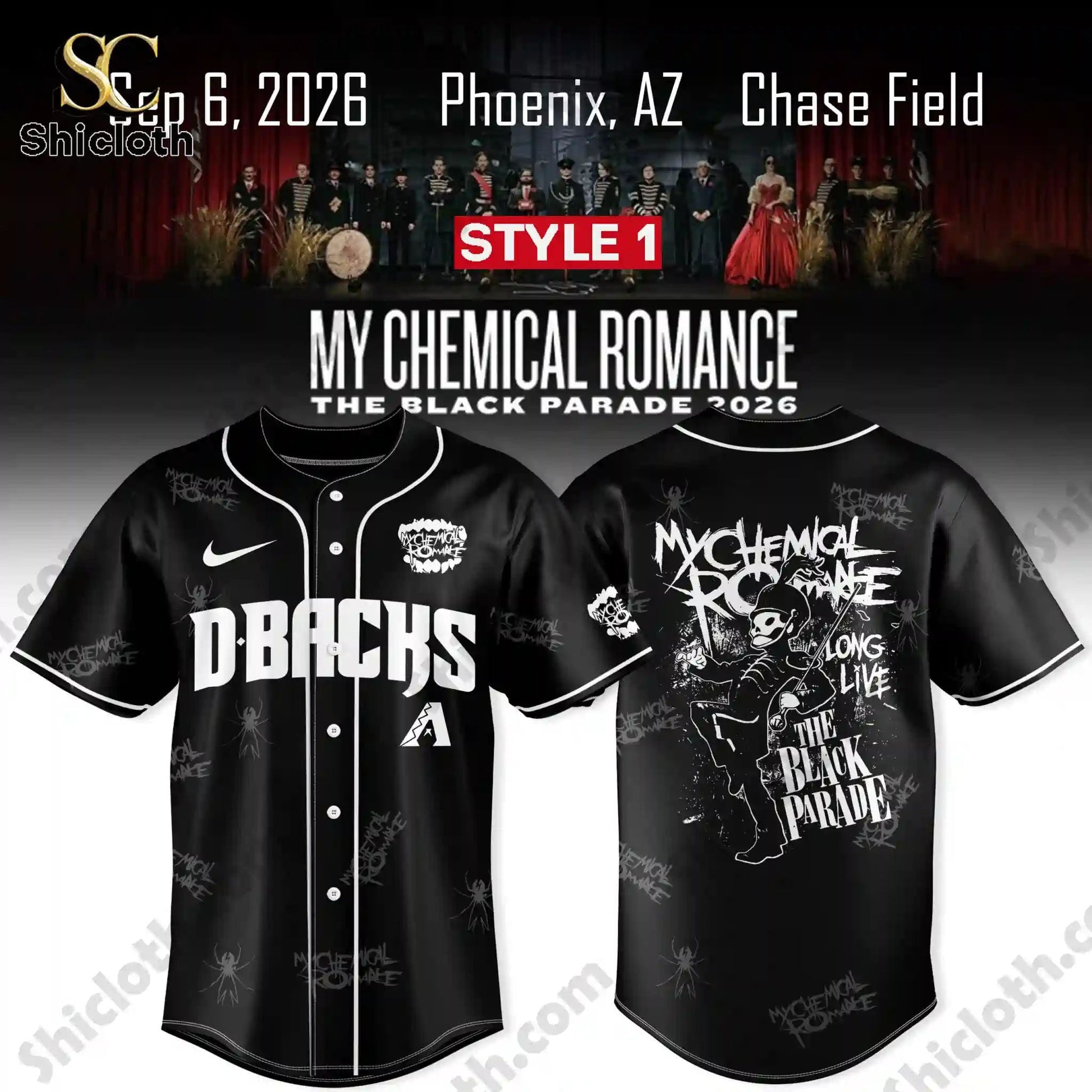 Arizona Diamondbacks x My Chemical Romance The Black Parade 2026 Jersey baseball jersey product view 2