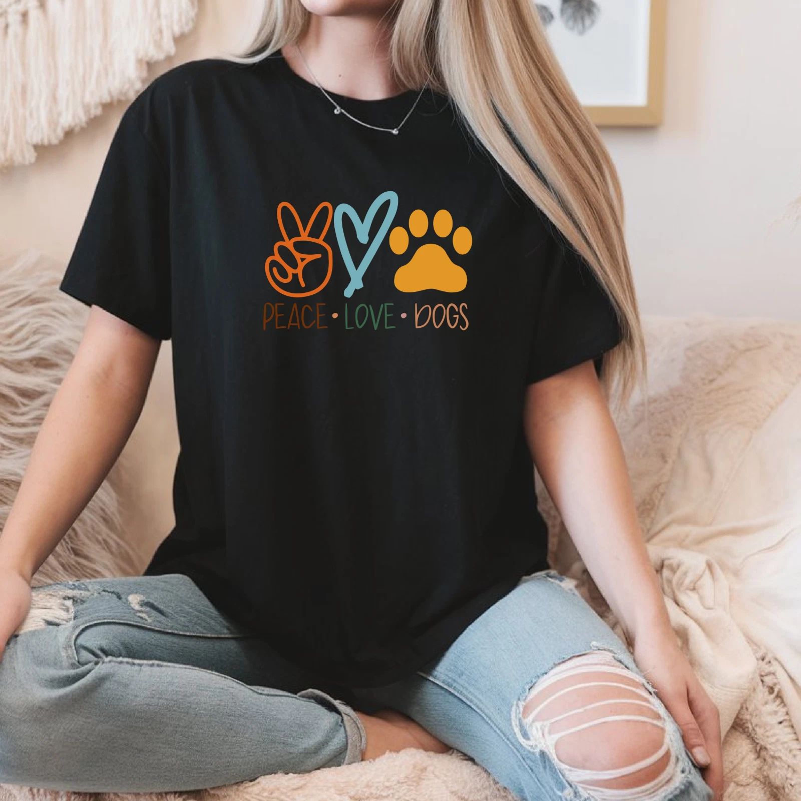Peace Love Dogs Shirt,  Dog Lover Gift Shirt,  Inspirational Shirt. Unisex T-shirt, Sweatshirt, Hoodie, Long Sleeve Tee - T-Shirt, Sweatshirt, Hoodie