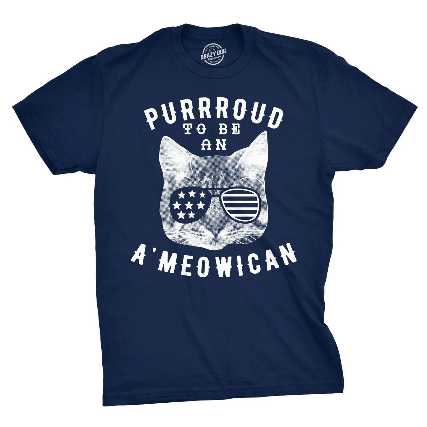Mens Purroud to Be An Ameowican T Shirt Funny 4th Of July Cat Tee for Guys Unisex T-shirt, Sweatshirt, Hoodie, Long Sleeve Tee - T-Shirt, Sweatshirt, Hoodie