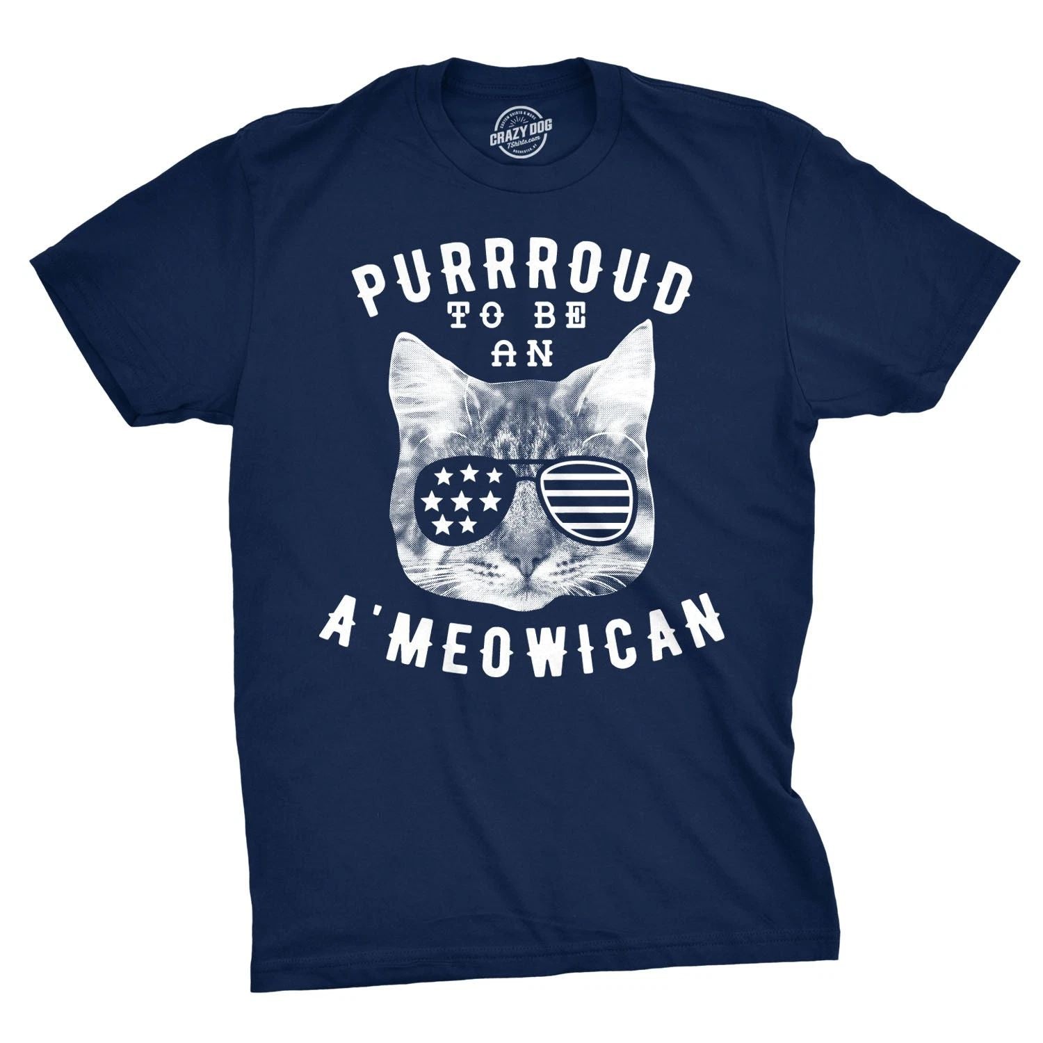 Mens Purroud to Be An Ameowican T Shirt Funny 4th Of July Cat Tee for Guys Unisex T-shirt, Sweatshirt, Hoodie, Long Sleeve Tee - T-Shirt, Sweatshirt, Hoodie