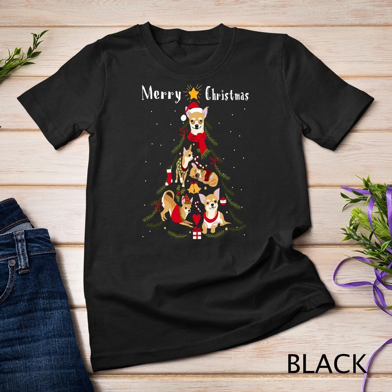 Chihuahua Christmas Tree Xmas Dog Lover Unisex T-shirt Unisex T-shirt, Sweatshirt, Hoodie, Long Sleeve Tee - T-Shirt, Sweatshirt, Hoodie