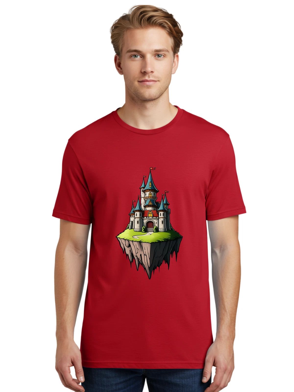 Floating-Castle-6 Mens Graphic Tee, 100% Cotton, Casual Summer Wear Unisex T-shirt, Sweatshirt, Hoodie, Long Sleeve Tee - T-Shirt, Sweatshirt, Hoodie