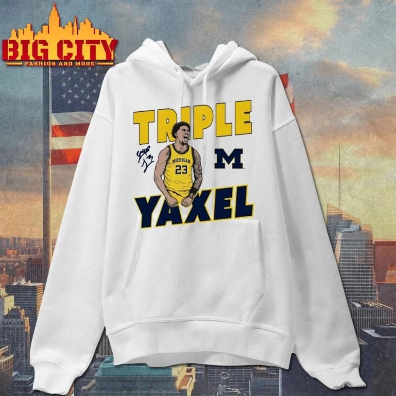 Yaxel Lendeborg Triple Michigan Wolverines Basketball - Adult & Kids T-Shirts, Sweatshirts & Hoodies apparel design preview 2