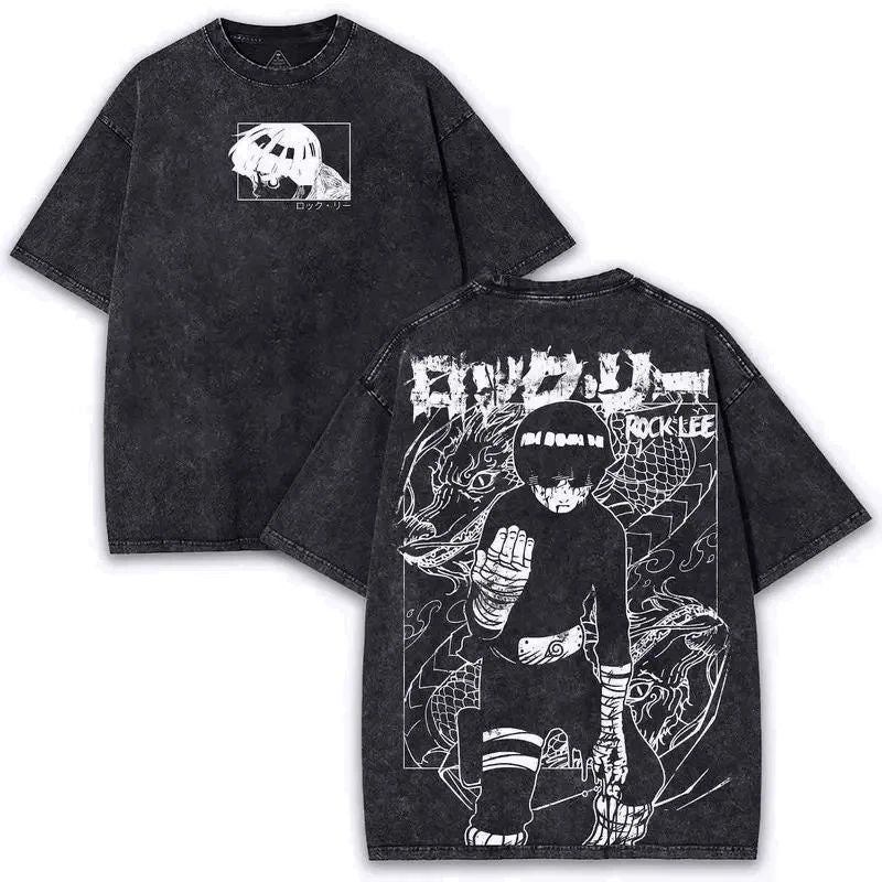 Rock Lee Graphic T-Shirt 2-Sided Vintage Cotton Anime Fan Tee Unisex T-shirt, Sweatshirt, Hoodie, Long Sleeve Tee - T-Shirt, Sweatshirt, Hoodie