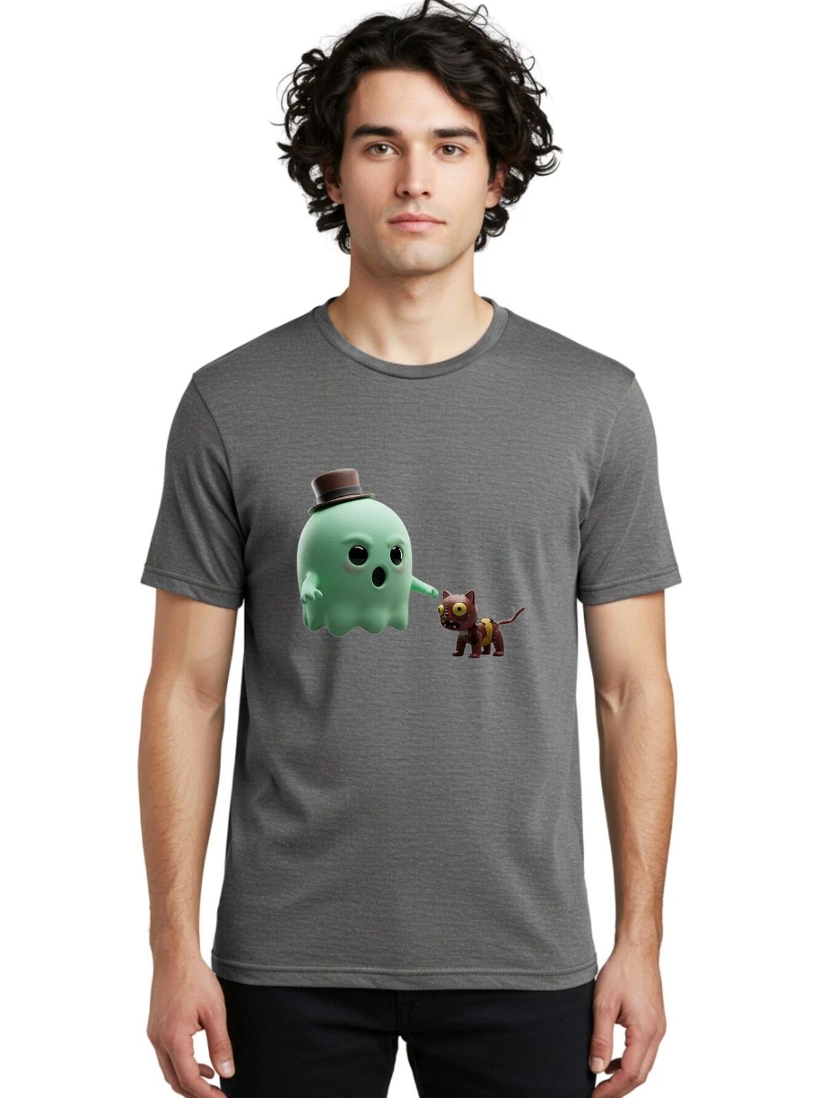 Ghost-Cat Mens Graphic Tee, 100% Cotton, Casual Summer Wear Unisex T-shirt, Sweatshirt, Hoodie, Long Sleeve Tee - T-Shirt, Sweatshirt, Hoodie