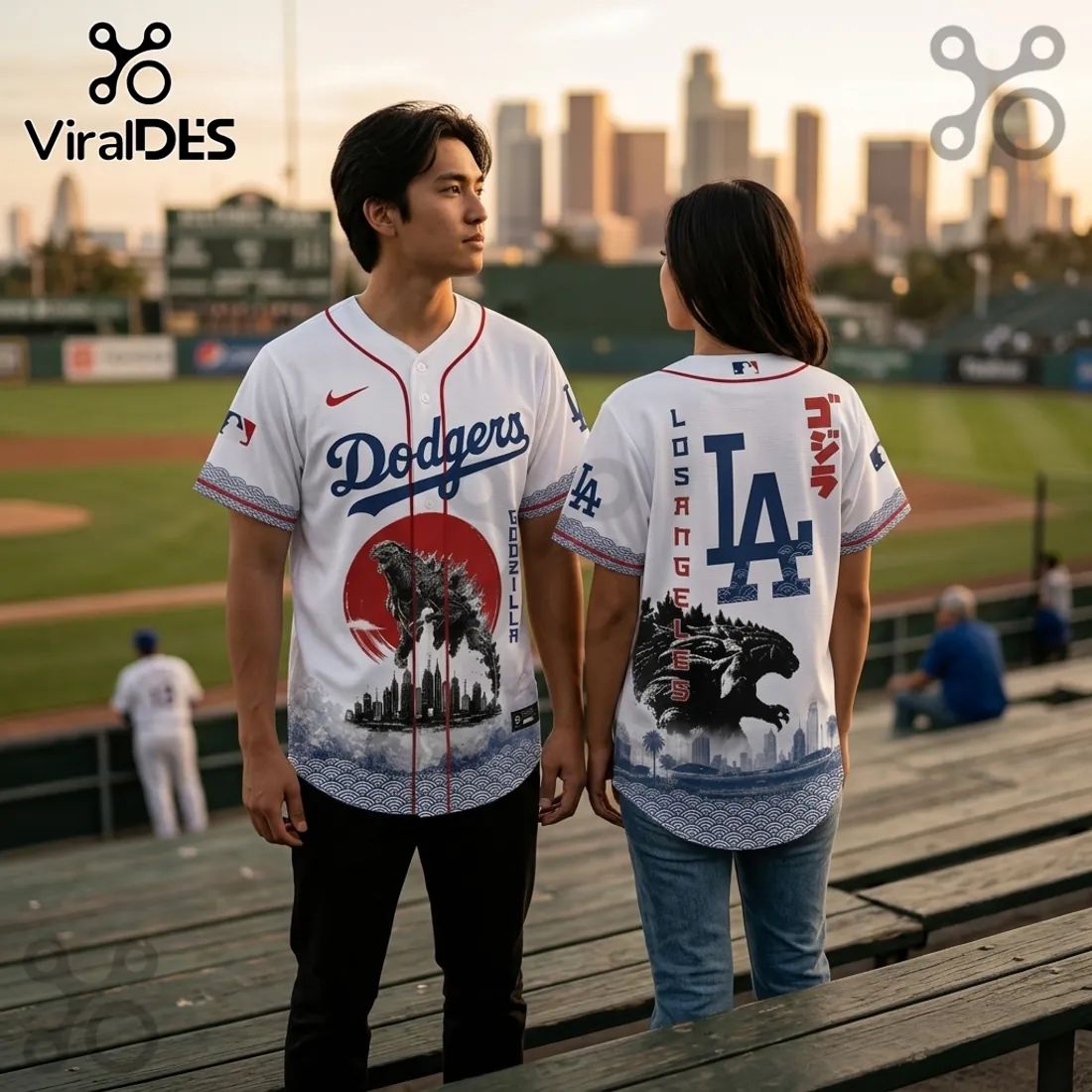Godzilla Minus One x Los Angeles Dodgers 2026 Baseball Jersey baseball jersey product view 1