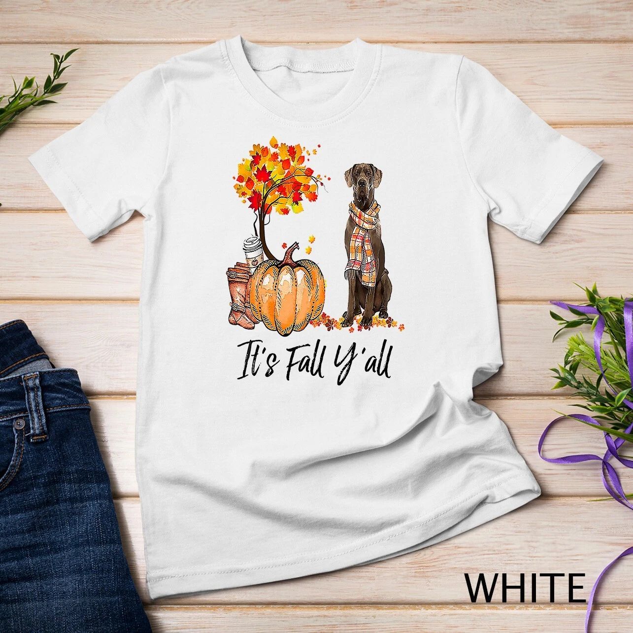 It's Fall Y'all Great Dane Dog Lovers Thanksgiving Halloween Unisex T-shirt Unisex T-shirt, Sweatshirt, Hoodie, Long Sleeve Tee - T-Shirt, Sweatshirt, Hoodie