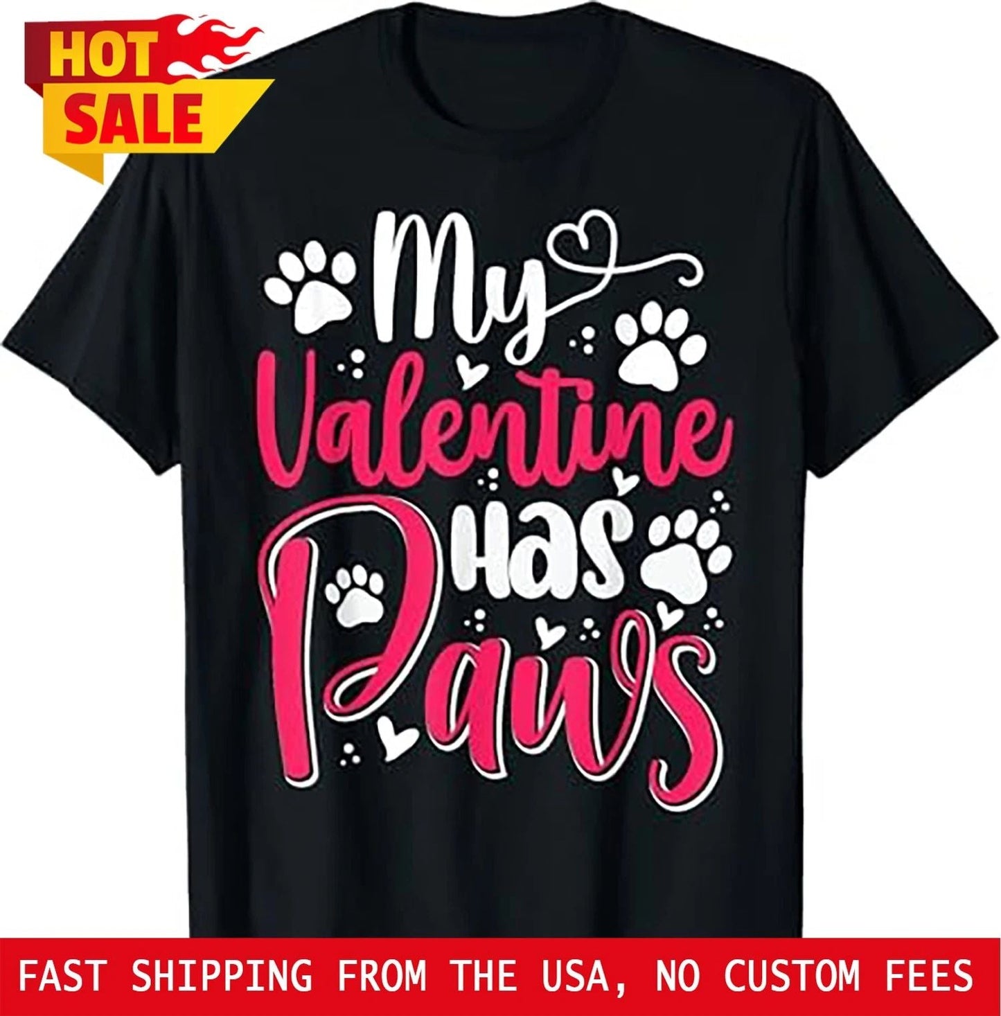 My Valentine Has Paws Dog Lover Pet Parent T-Shirt Unisex T-shirt, Sweatshirt, Hoodie, Long Sleeve Tee - T-Shirt, Sweatshirt, Hoodie
