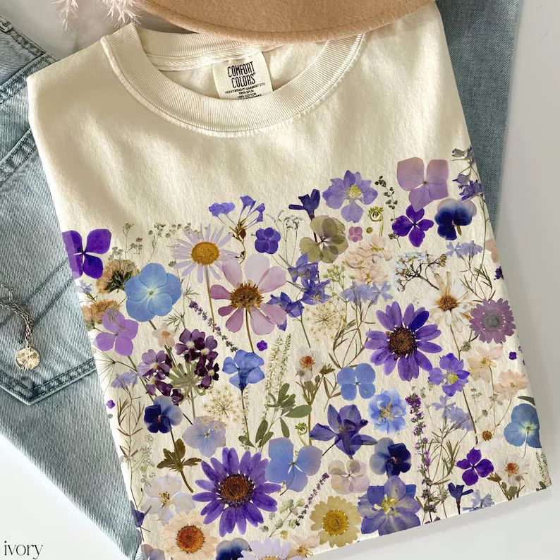 Vintage Pressed Flowers Comfort Tee Shirt Aesthetic Floral Botanical Nature Gift Unisex T-shirt, Sweatshirt, Hoodie, Long Sleeve Tee - T-Shirt, Sweatshirt, Hoodie