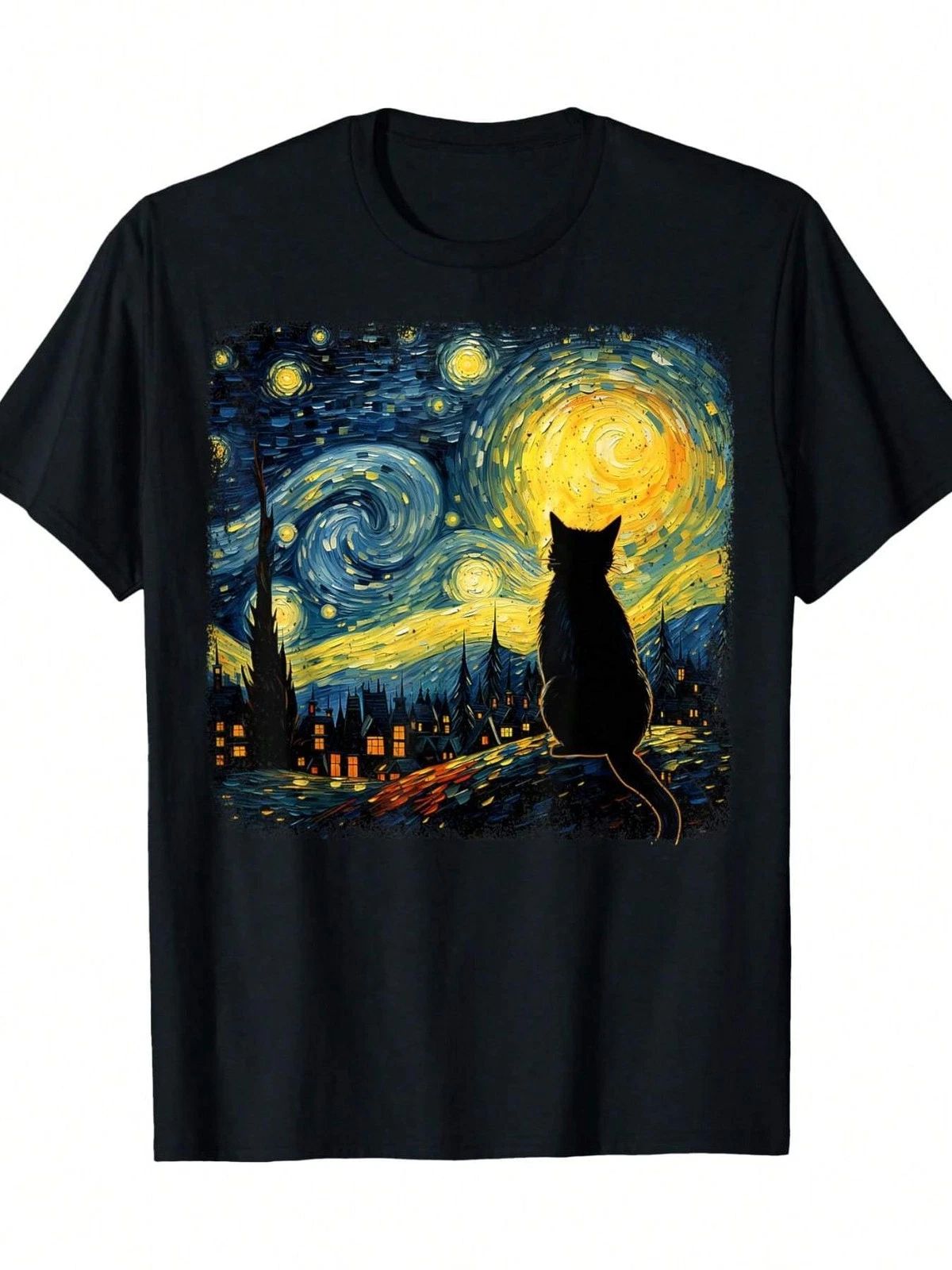 Cat Starry Night Van Gogh Cat For Cat Lover Cat Mom Cat Dad T-ShirtCouple Clothi Unisex T-shirt, Sweatshirt, Hoodie, Long Sleeve Tee - T-Shirt, Sweatshirt, Hoodie