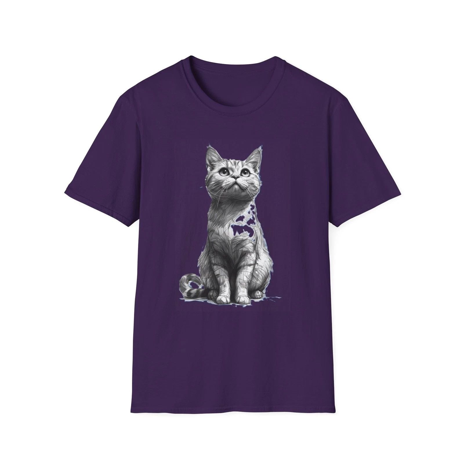 Purple Cat Graphic T-Shirt | Cute Cat Lover Gift, Animal T-Shirt, Pet [...] Unisex T-shirt, Sweatshirt, Hoodie, Long Sleeve Tee - T-Shirt, Sweatshirt, Hoodie